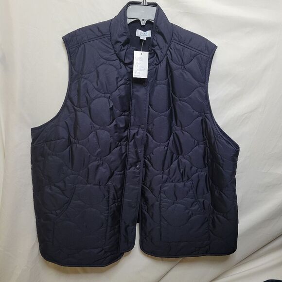 NEW 4X NAVY BLUE QUILTED SNAP VEST W/ POCKETS WOMEN'S CROFT BARROW NWT - Picture 1 of 8